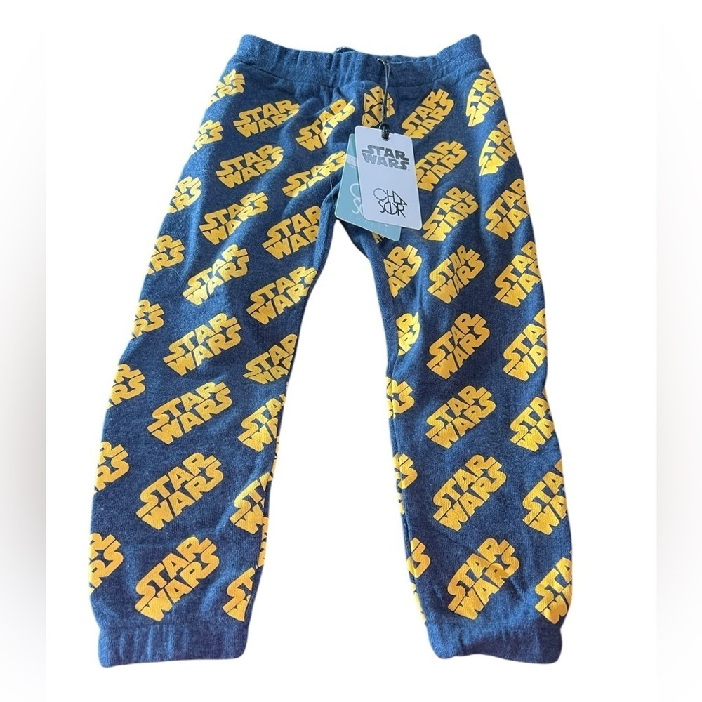 NWT Chaser Boys Star Wars Knit Slouchy Joggers in Blue/Gold in size 4